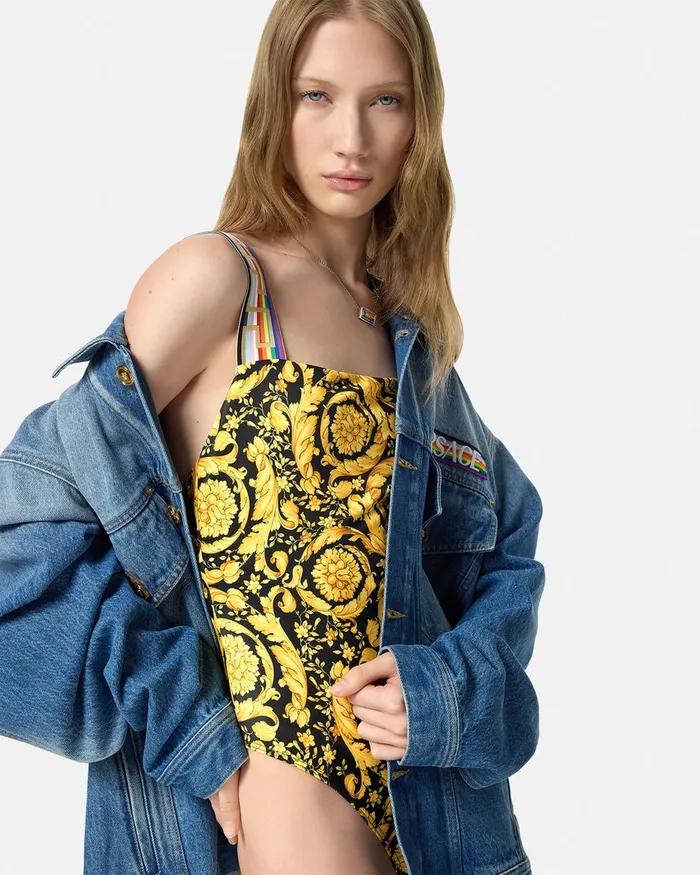 Swimwear Women Versace Pride Barocco OnePiece Swimsuit Blackprint