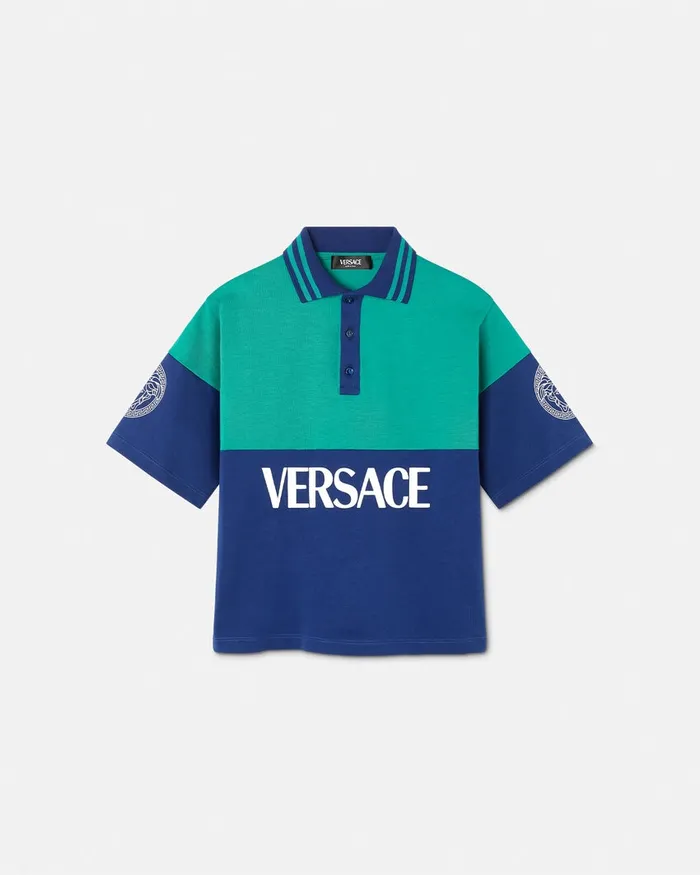 Tshirts and Polos Kids Versace Logo Polo Shirt Bluegreen