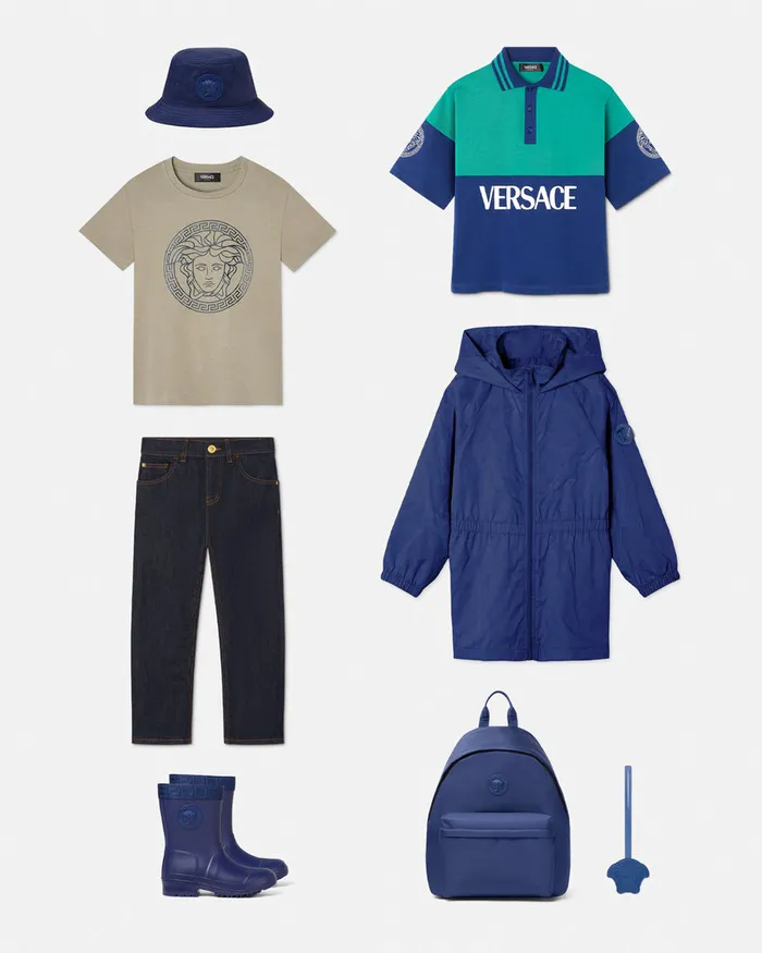 Tshirts and Polos Kids Versace Logo Polo Shirt Bluegreen