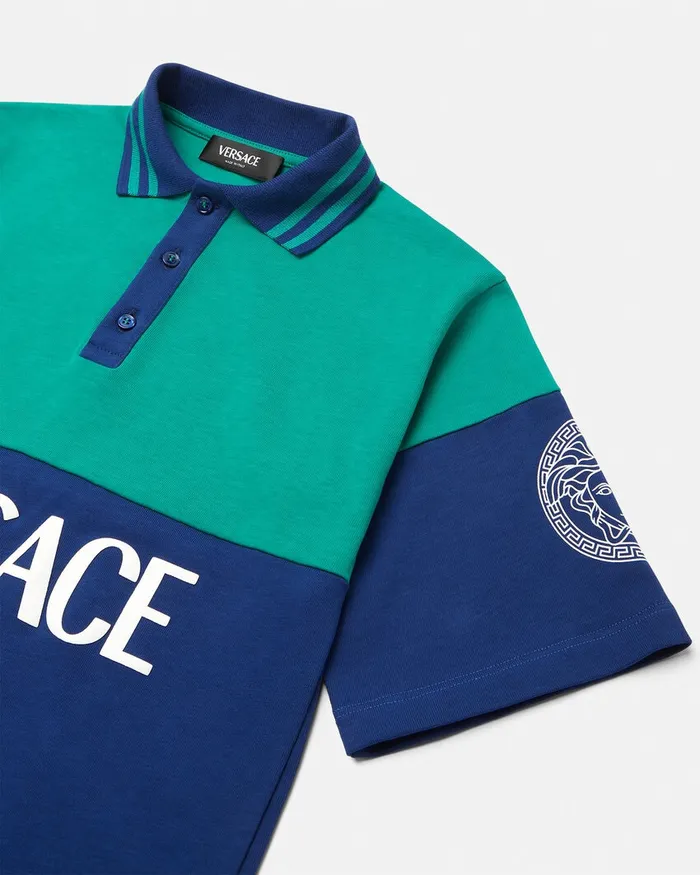 Tshirts and Polos Kids Versace Logo Polo Shirt Bluegreen