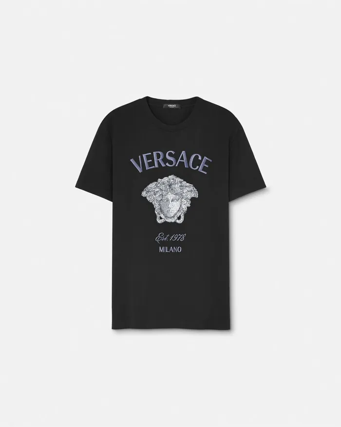 TShirts and Polos Men Versace Crystal Medusa Milano TShirt Black