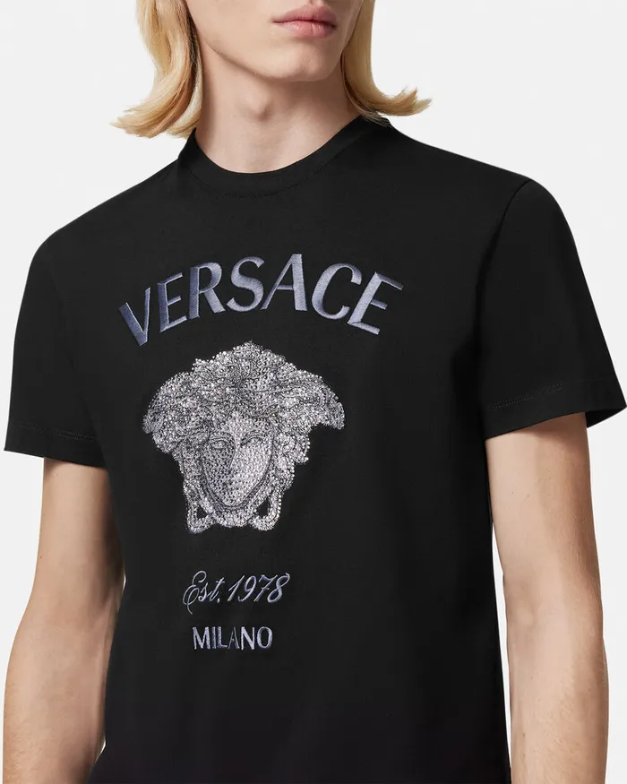TShirts and Polos Men Versace Crystal Medusa Milano TShirt Black