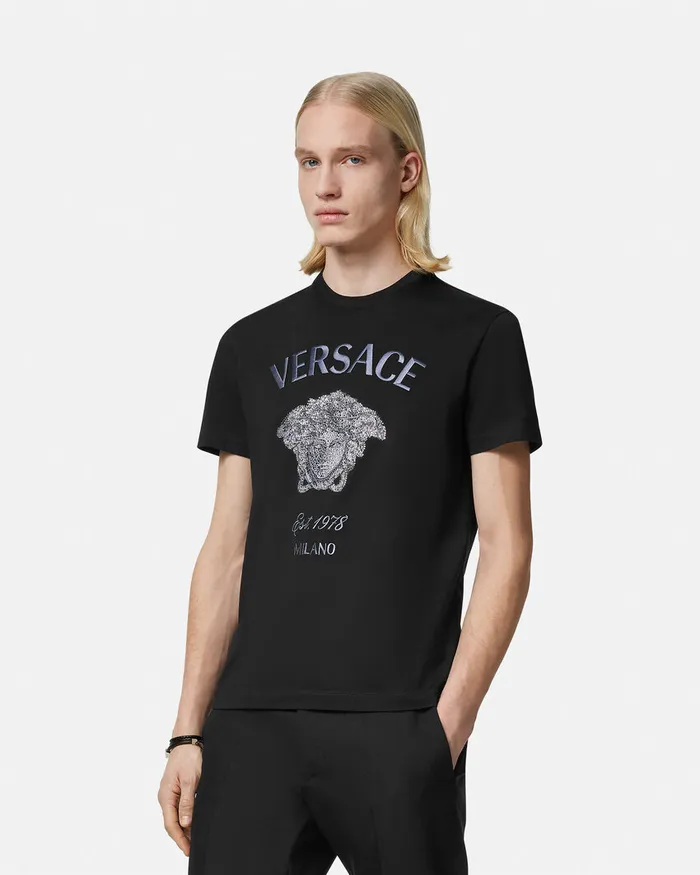 TShirts and Polos Men Versace Crystal Medusa Milano TShirt Black