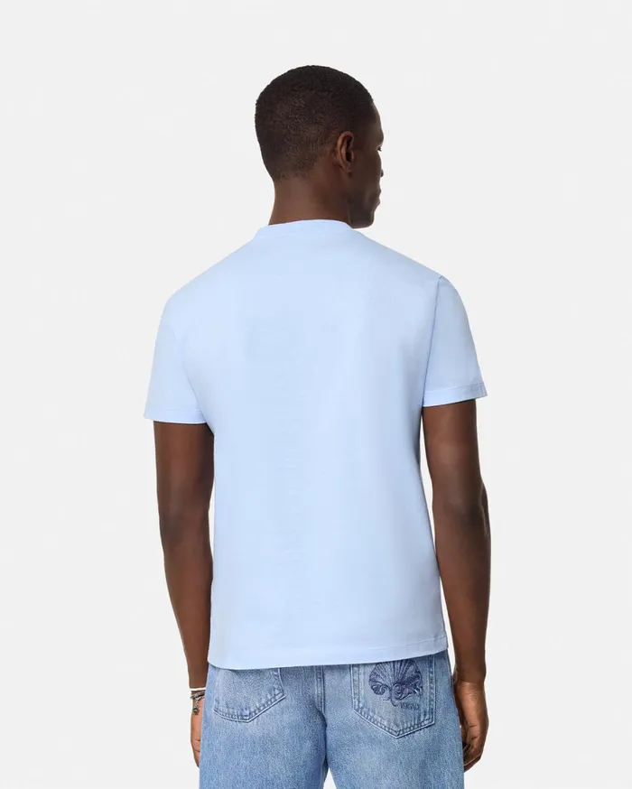 TShirts and Polos Men Versace Embroidered 03990s Vintage Logo TShirt Light Blue