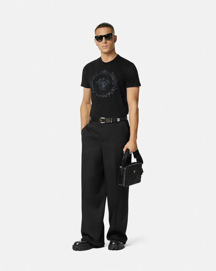 TShirts and Polos Men Versace Medusa Cartouche TShirt Black