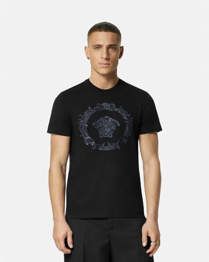 TShirts and Polos Men Versace Medusa Cartouche TShirt Black