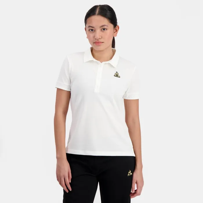 Tshirts Polos Shirts And Tops Women Le Coq Sportif Coq D039Or Polo Shirt En Interlock 240g Coton Marshmallow