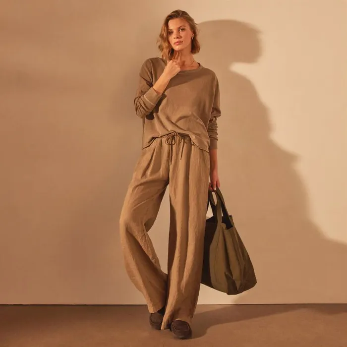 TShirts Women James Perse Long Sleeve Boxy Tee Cashew Pigment