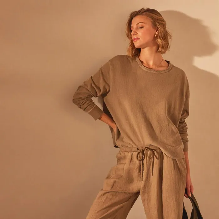 TShirts Women James Perse Long Sleeve Boxy Tee Cashew Pigment TShirts Women James Perse Long Sleeve Boxy Tee Cashew Pigment