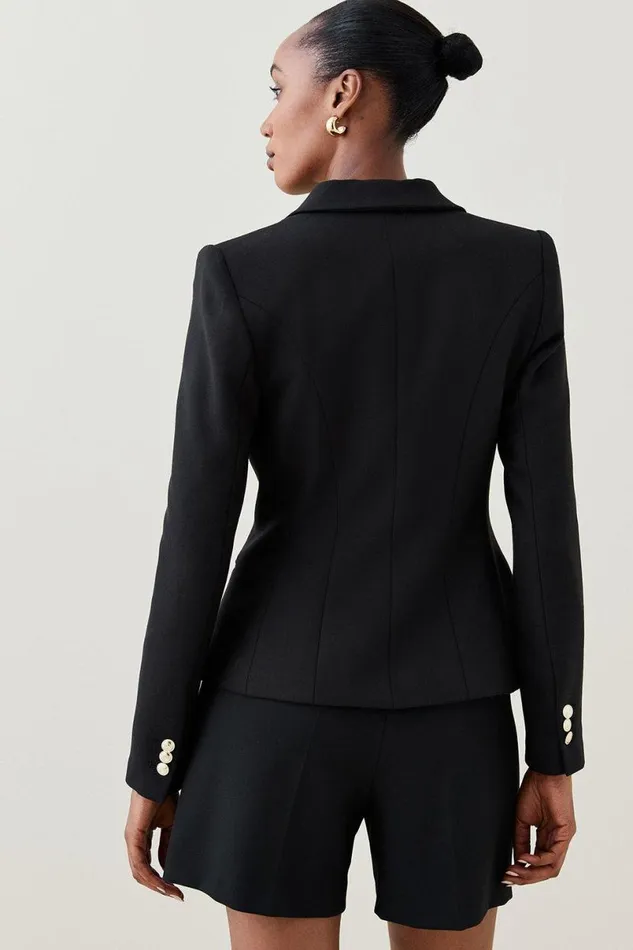 Tailored Button Military Blazer Black Women Karen Millen Coats and Jackets