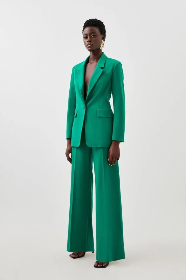 Tailored Single Breasted Pocket Detail Blazer Green Women Karen Millen Coats and Jackets