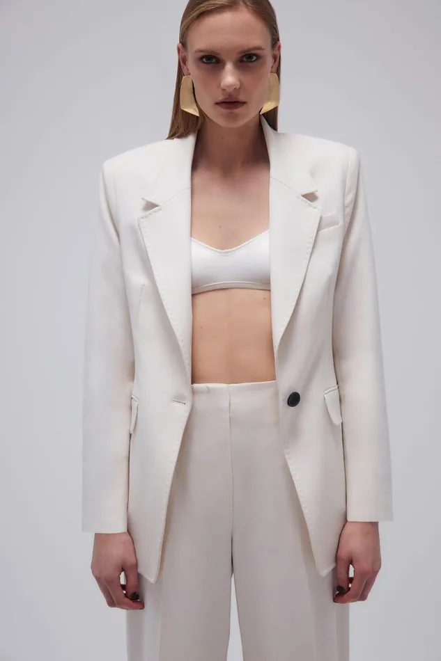 Tailored Single Breasted Pocket Detail Blazer Ivory Women Karen Millen Coats and Jackets Tailored Single Breasted Pocket Detail Blazer Ivory Women Karen Millen Coats and Jackets