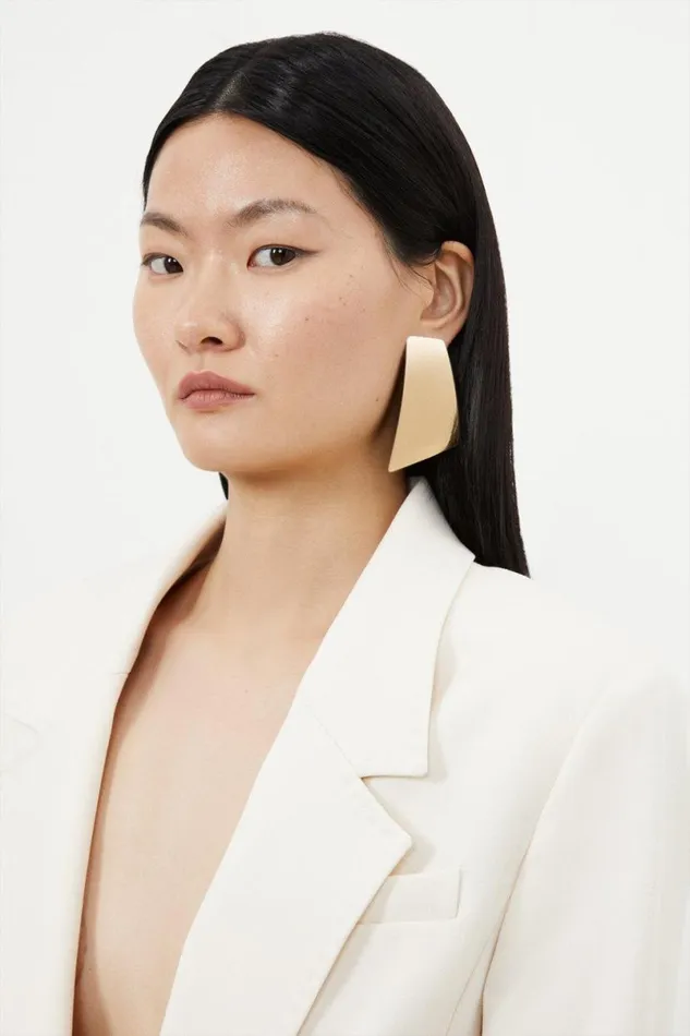 Tailored Single Breasted Pocket Detail Blazer Ivory Women Karen Millen Coats and Jackets