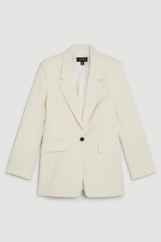 Tailored Single Breasted Pocket Detail Blazer Ivory Women Karen Millen Coats and Jackets
