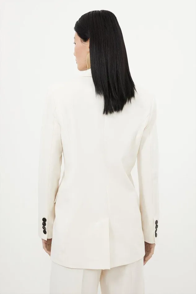 Tailored Single Breasted Pocket Detail Blazer Ivory Women Karen Millen Coats and Jackets