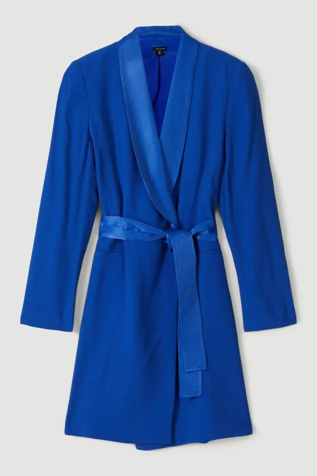 Tailored Tuxedo Wrap Mini Dress Cobalt Women Karen Millen Dresses