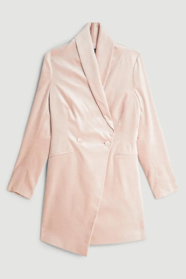 Tailored Velvet Blazer Dress Blush Women Karen Millen Dresses