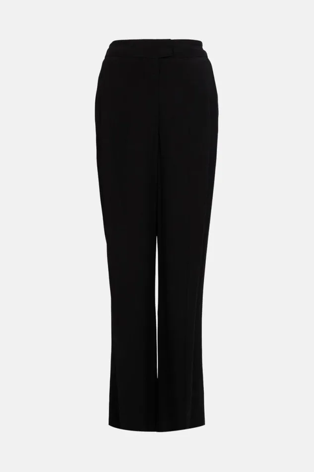 Tailored Viscose Satin Back Crepe Wide Leg Trousers Black Women Karen Millen CoOrds