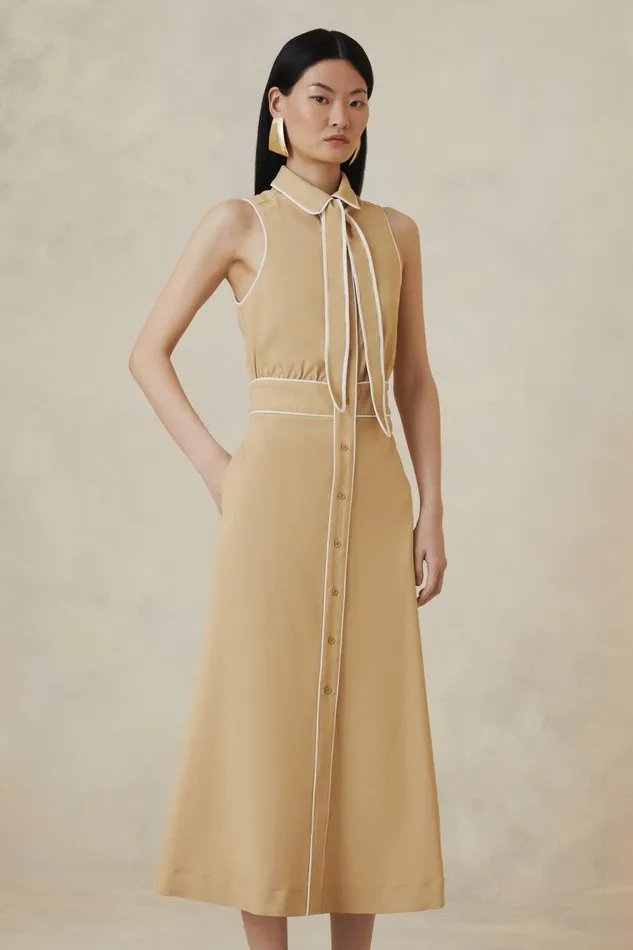 Tall The Founder Contrast Tipped Sleeveless Tailored Shirt Dress Women Karen Millen Dresses Tall The Founder Contrast Tipped Sleeveless Tailored Shirt Dress Women Karen Millen Dresses