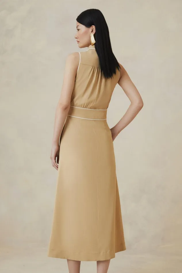 Tall The Founder Contrast Tipped Sleeveless Tailored Shirt Dress Women Karen Millen Dresses