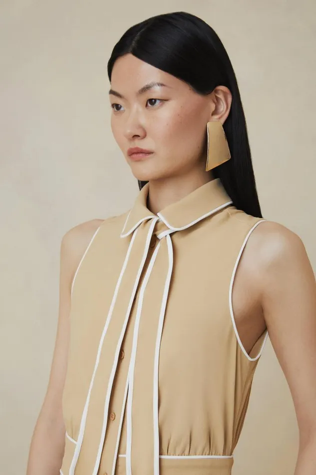 Tall The Founder Contrast Tipped Sleeveless Tailored Shirt Dress Women Karen Millen Dresses