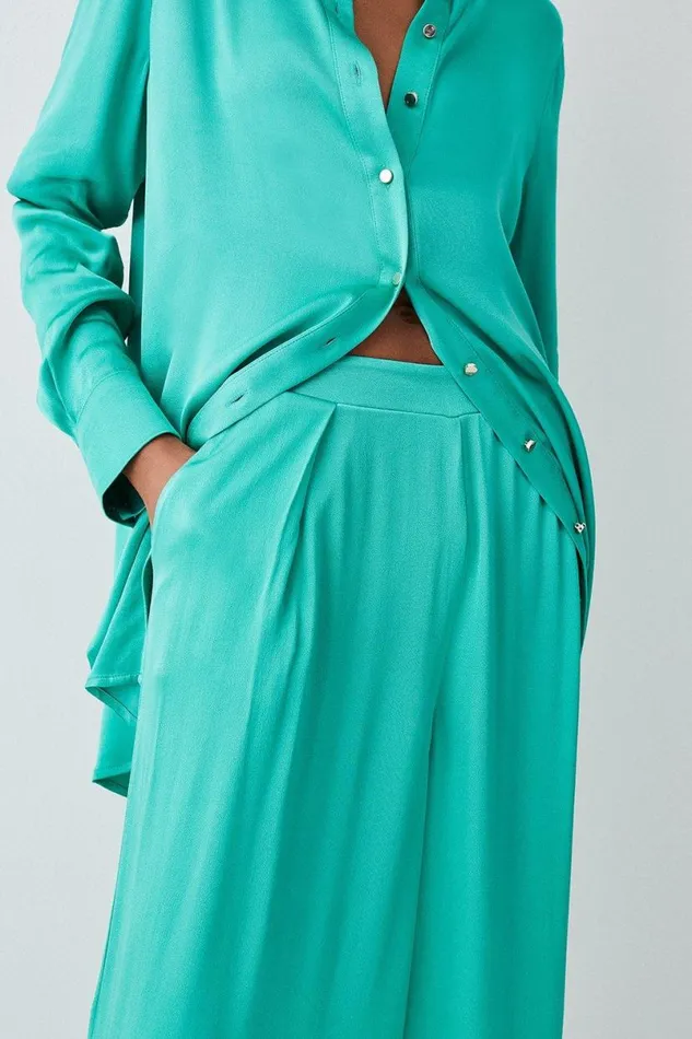 Tall Viscose Satin Wide Leg Trousers Women Karen Millen Trousers