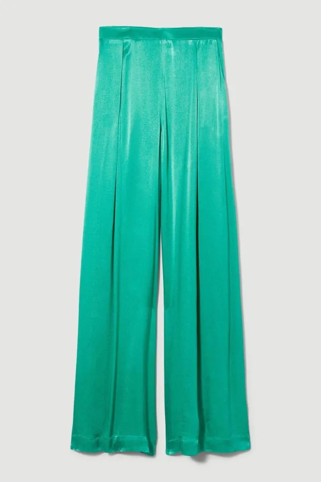 Tall Viscose Satin Wide Leg Trousers Women Karen Millen Trousers