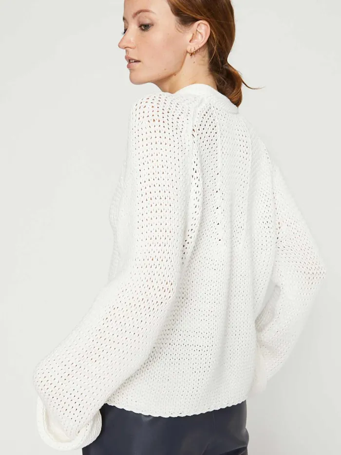 The Aria Popover Salt White Women Brochu Walker Sweaters