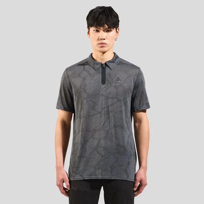 The Ascent ChillTec Polo Shirt Black Melange Men Odlo TShirts and Polos