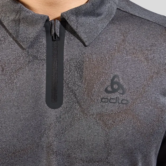 The Ascent ChillTec Polo Shirt Black Melange Men Odlo TShirts and Polos The Ascent ChillTec Polo Shirt Black Melange Men Odlo TShirts and Polos