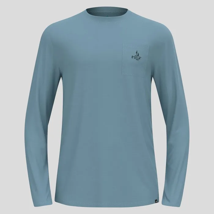 The Ascent Merino 200 Pocket Long Sleeve Tshirt Provincial Blue Men Odlo Mid Layers and Longsleeves