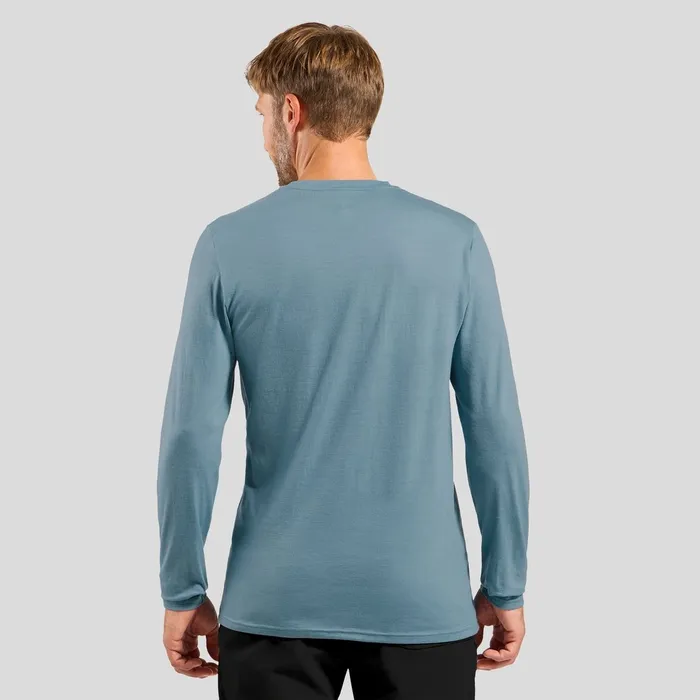 The Ascent Merino 200 Pocket Long Sleeve Tshirt Provincial Blue Men Odlo Mid Layers and Longsleeves