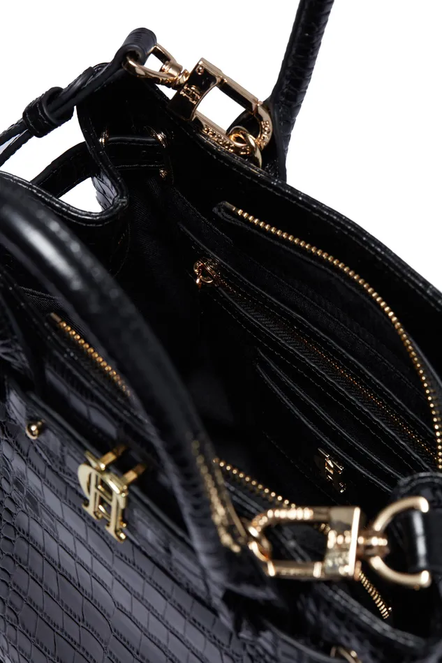 The Brompton Mini Tote Black Croc Women Holland Cooper Tote Bags
