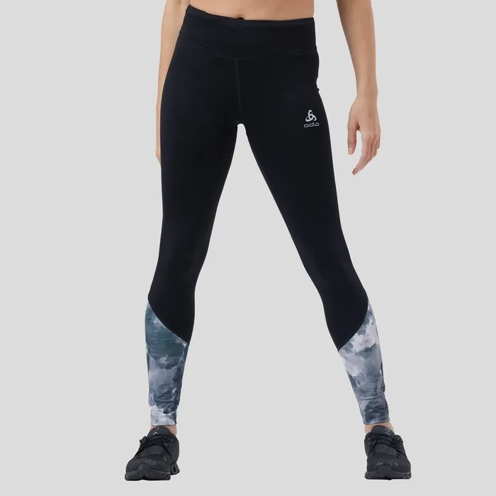 The Essentials Print Running And Training Tights Black Women Odlo Pants and Tights