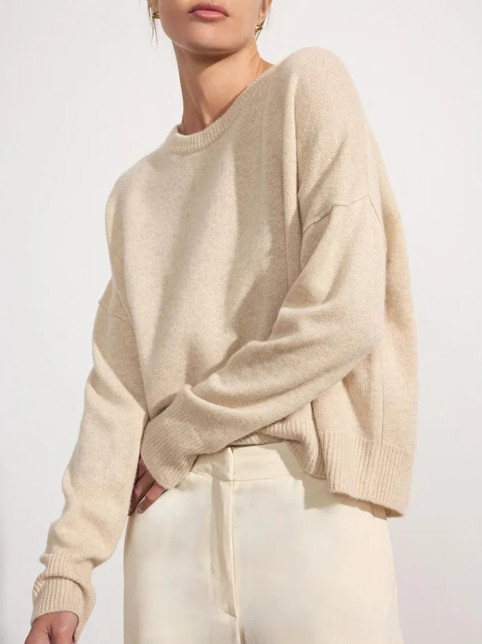 The Everyday Cashmere Bright Crew Bisque Melange Women Brochu Walker Sweaters