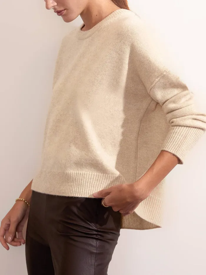 The Everyday Cashmere Bright Crew Bisque Melange Women Brochu Walker Sweaters