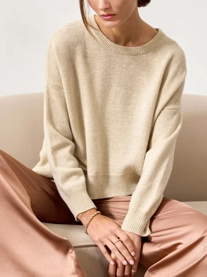 The Everyday Cashmere Bright Crew Bisque Melange Women Brochu Walker Sweaters