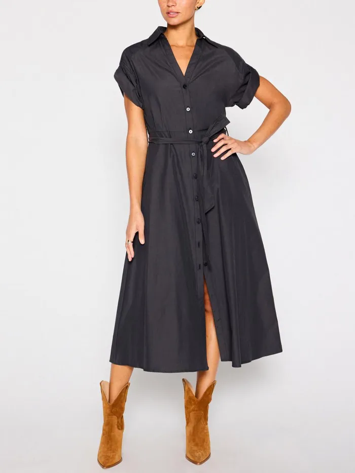 The Fia Belted Dress Washed Black Women Brochu Walker Dresses