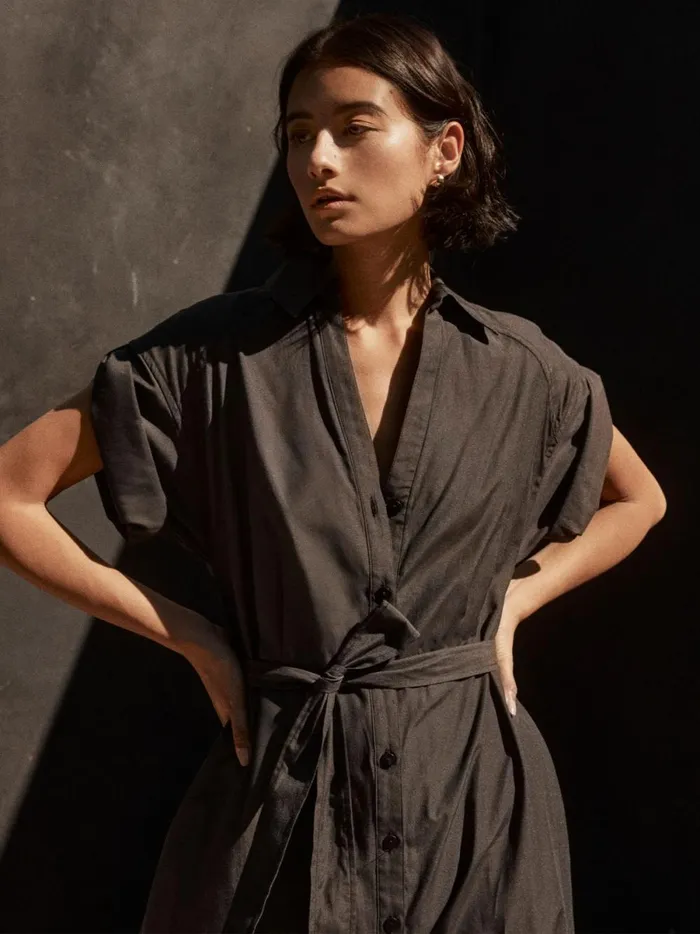The Fia Belted Dress Washed Black Women Brochu Walker Dresses