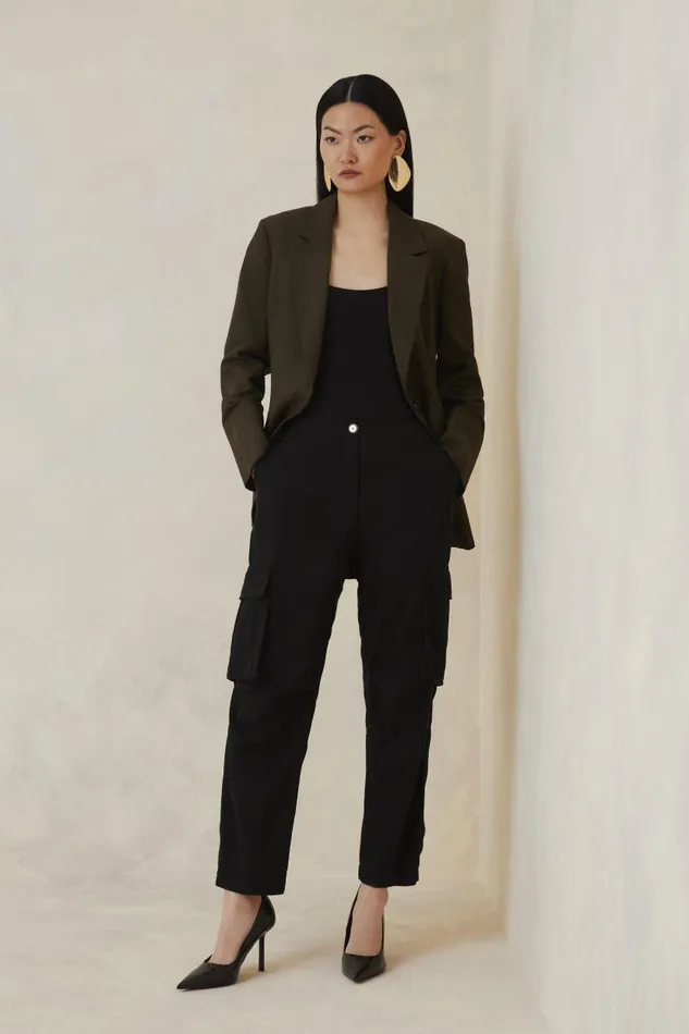The Founder Cargo Trousers Black Women Karen Millen Trousers