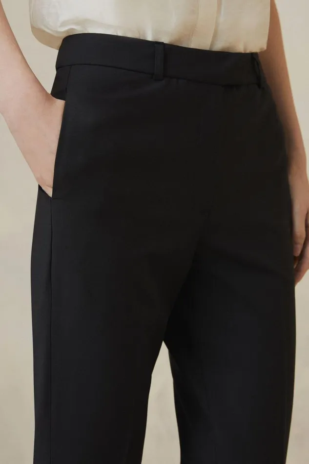 The Founder Tailored Wool Blend Straight Trousers Black Women Karen Millen Trousers