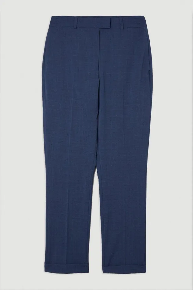 The Founder Tailored Wool Blend Straight Trousers Black Women Karen Millen Trousers
