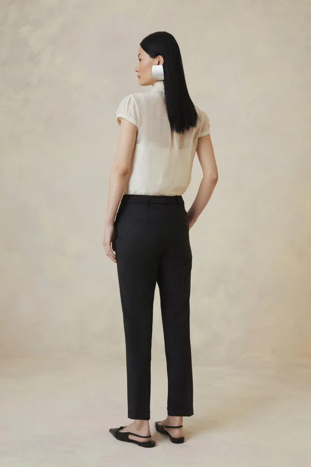 The Founder Tailored Wool Blend Straight Trousers Black Women Karen Millen Trousers