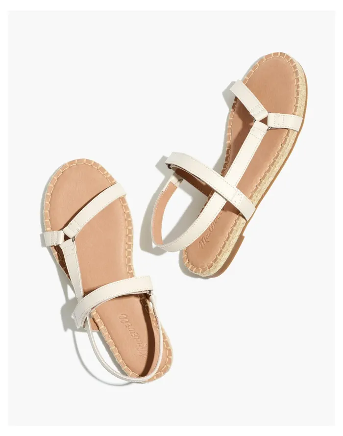 The Hallie Espadrille Sandal In Leather Pale Oyster Women Madewell Sandals