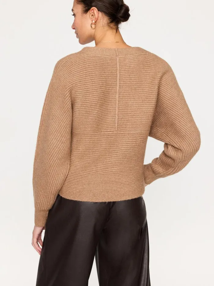 The Hughes Wrap Front Sweater Camel Mlange Women Brochu Walker Sweaters