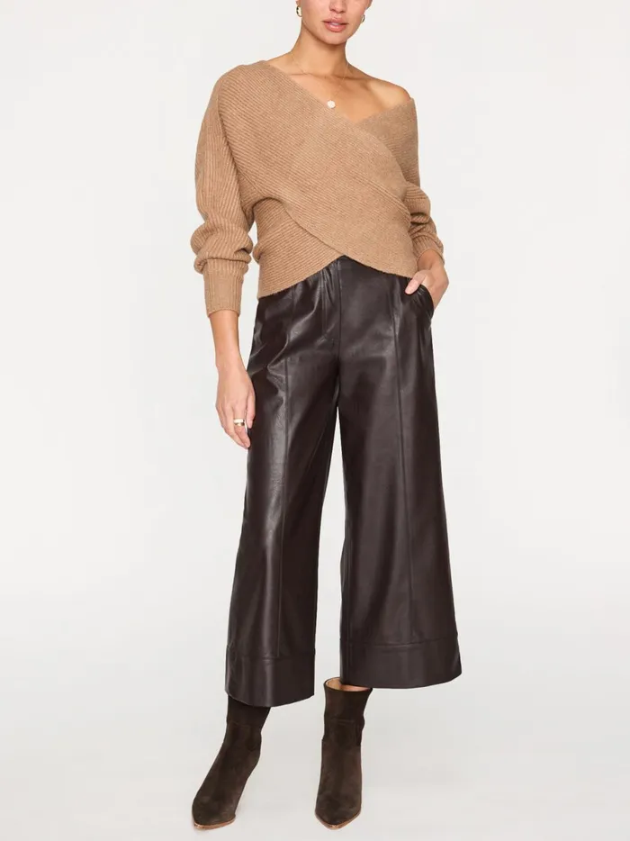 The Hughes Wrap Front Sweater Camel Mlange Women Brochu Walker Sweaters