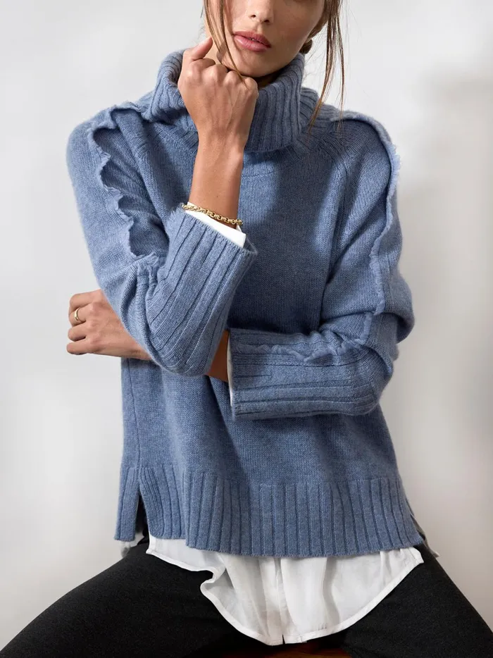 The Jolie Fringe Layered Looker Celeste Blue Melange W White Women Brochu Walker Looker Sweaters The Jolie Fringe Layered Looker Celeste Blue Melange W White Women Brochu Walker Looker Sweaters