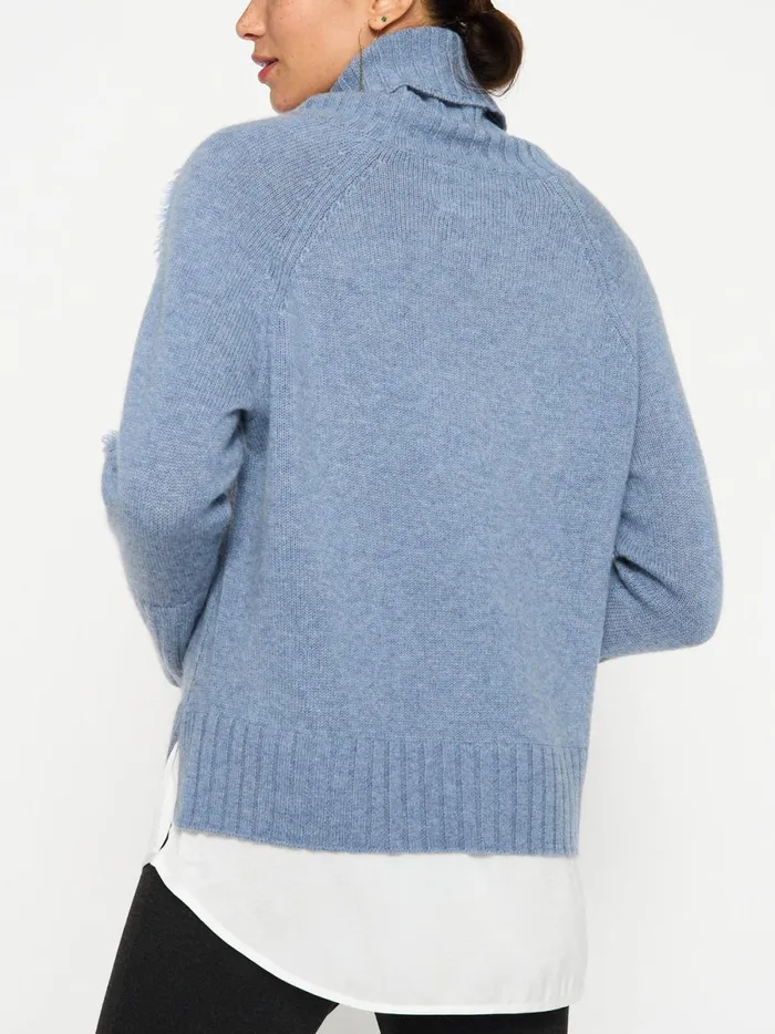 The Jolie Fringe Layered Looker Celeste Blue Melange W White Women Brochu Walker Looker Sweaters