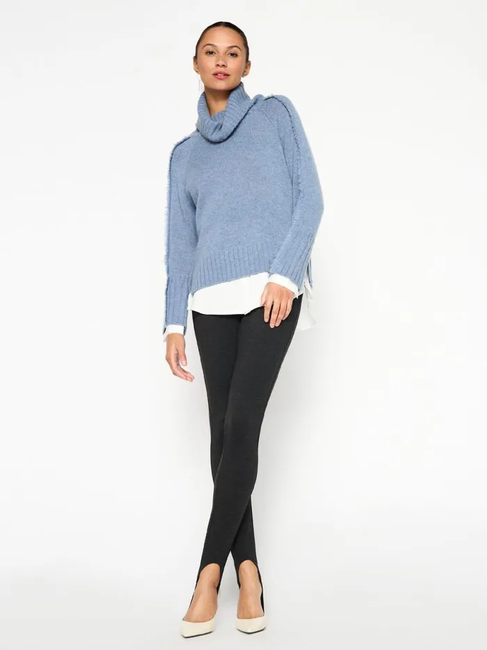 The Jolie Fringe Layered Looker Celeste Blue Melange W White Women Brochu Walker Looker Sweaters