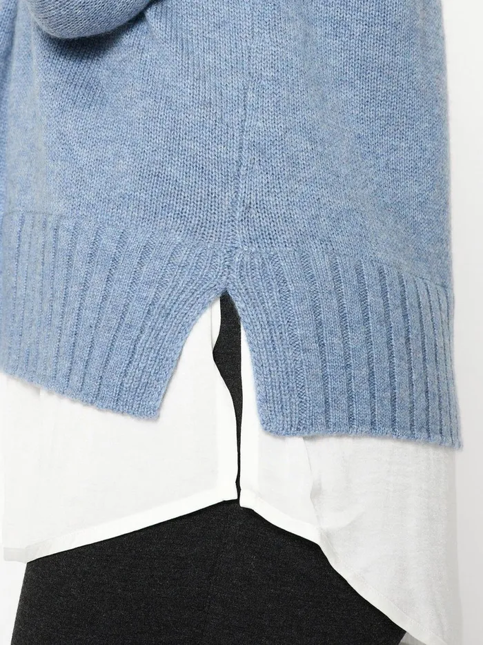 The Jolie Fringe Layered Looker Celeste Blue Melange W White Women Brochu Walker Looker Sweaters